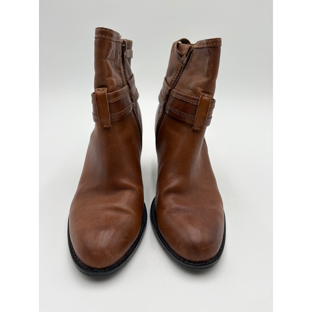 Sofft Womens Brown Leather Buckle Ankle Boots Block Heel Side Zip Booties Size 6 - Picture 15 of 15